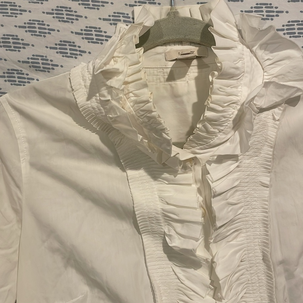 White Ruffle J.Crew Blouse - Picture 4 of 5